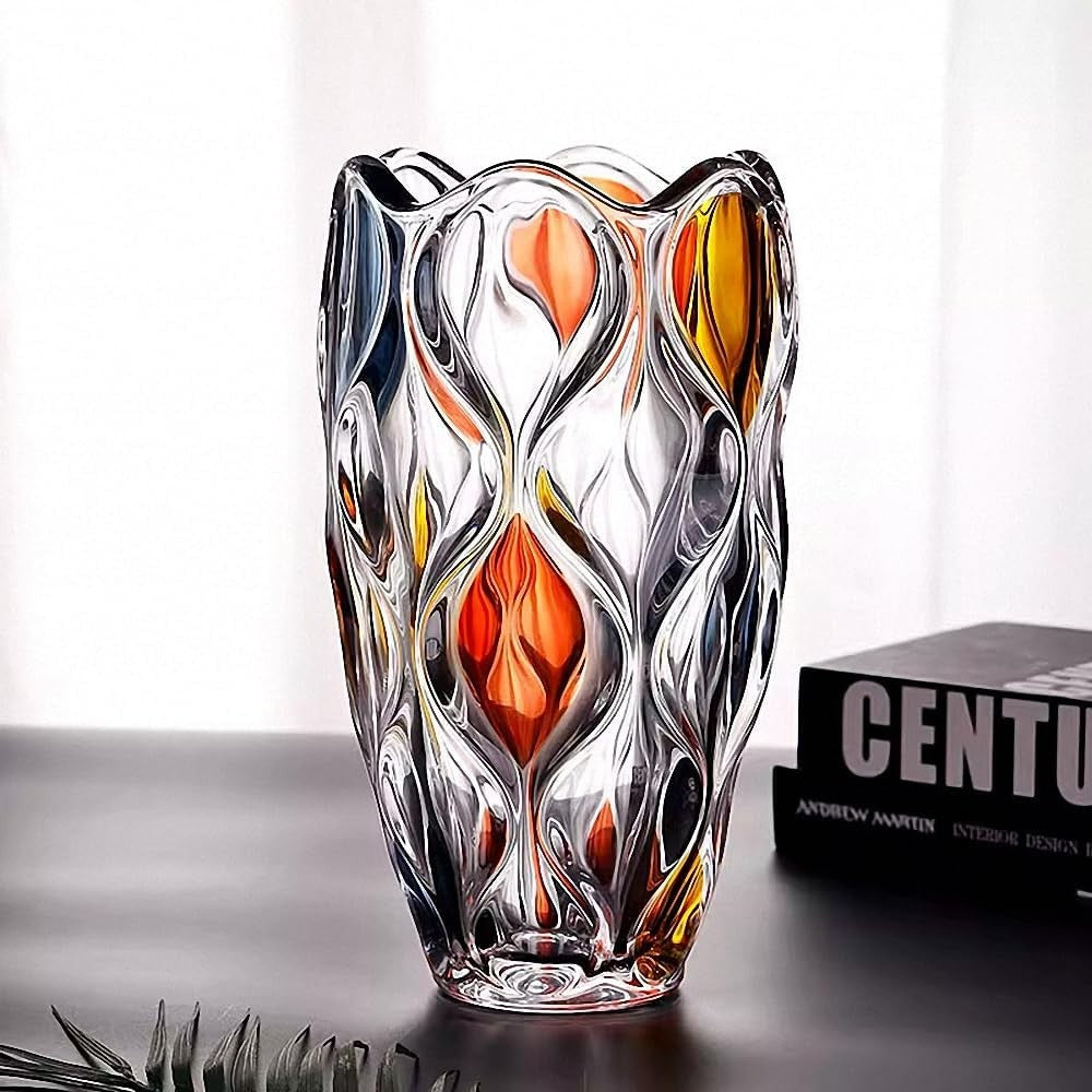 Colorful Hand Painted Glass Vase Tall Luxury Flower Vase Modern Home Decor