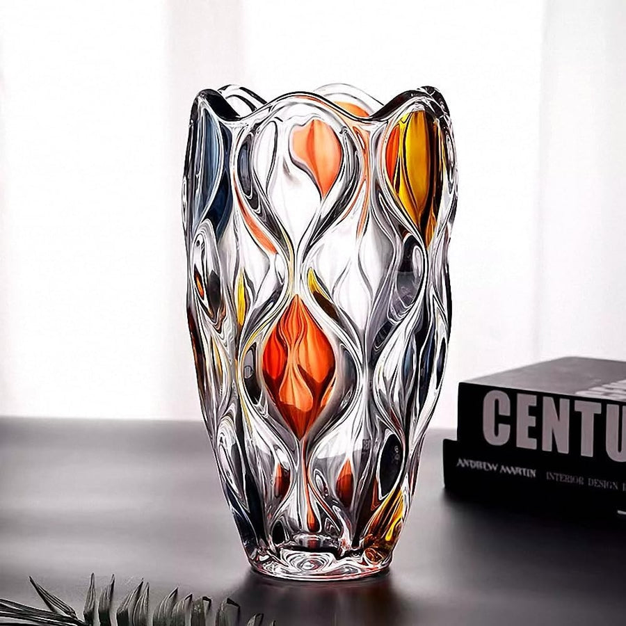 Colorful Hand Painted Glass Vase Tall Luxury Flower Vase Modern Home Decor
