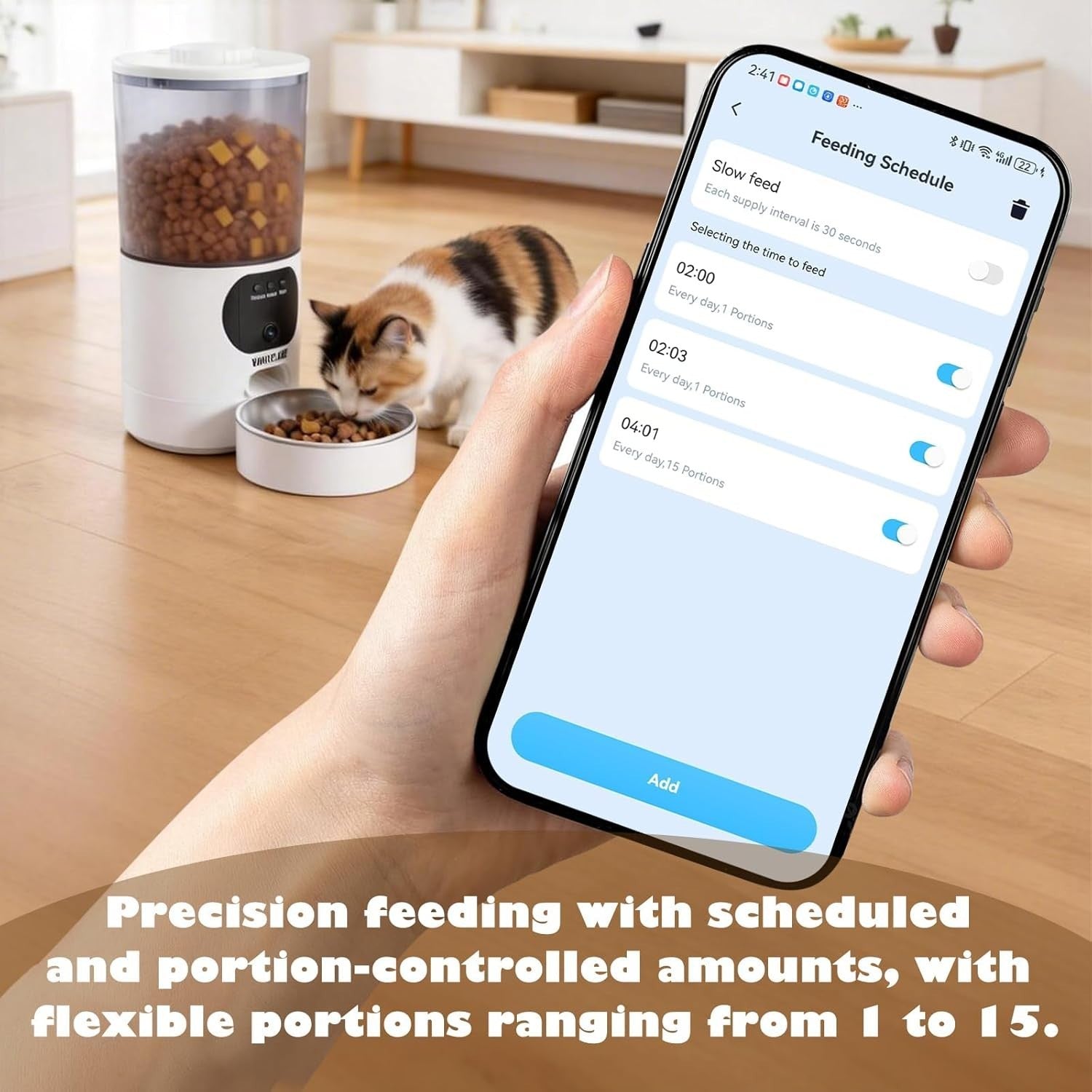 Smart Pet Feeder with Camera 5L WiFi Auto Food Dispenser HD Video