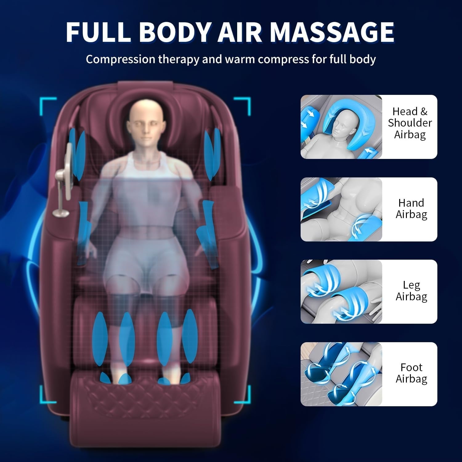 Full Body Zero Gravity Massage Chair with Heat, Airbags, Foot & Calf Rollers