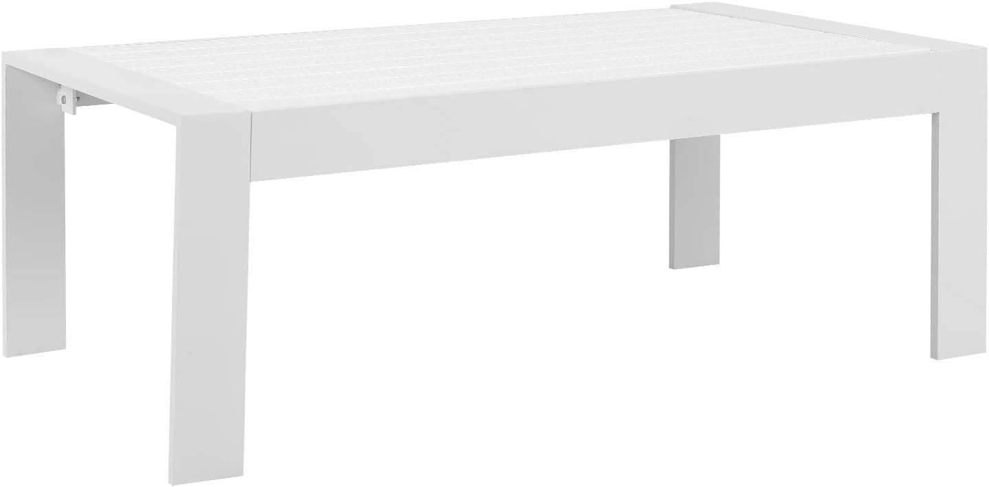 White Aluminum Outdoor Coffee Table, Rectangle Patio Table 109x61cm