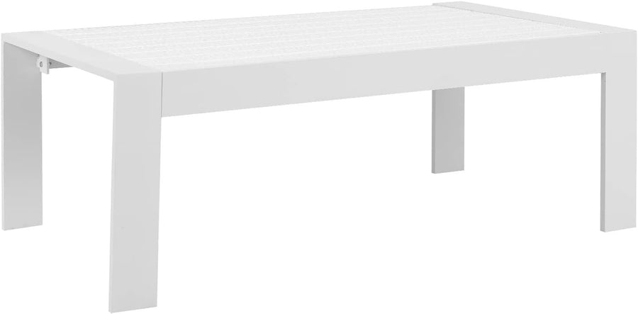 White Aluminum Outdoor Coffee Table, Rectangle Patio Table 109x61cm