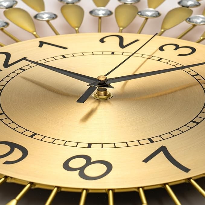 60cm Gold Sunflower Wall Clock Silent Modern Large Metal Decorative Clock