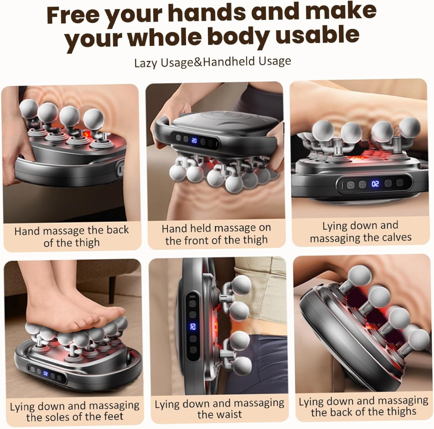 Deep Tissue Back Massager 16 Head 30 Intensity Muscle Pain Relief Tool