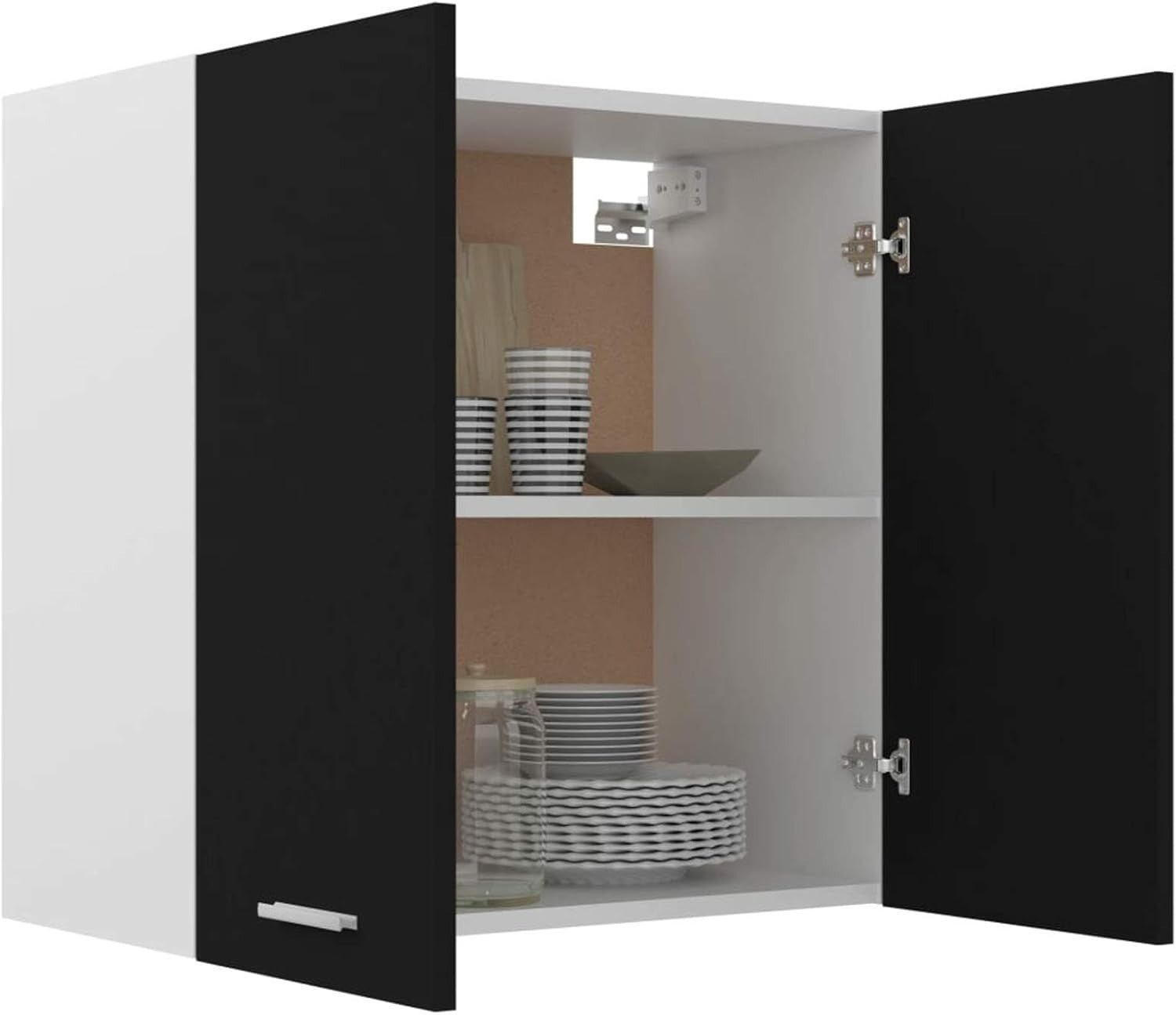 Wall Mounted Kitchen Cabinet Hanging Storage Cupboard with Lockable Doors 60x31x