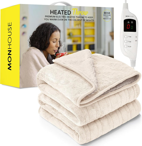 King Electric Heated Blanket 180x200cm 9 Heat Settings Washable