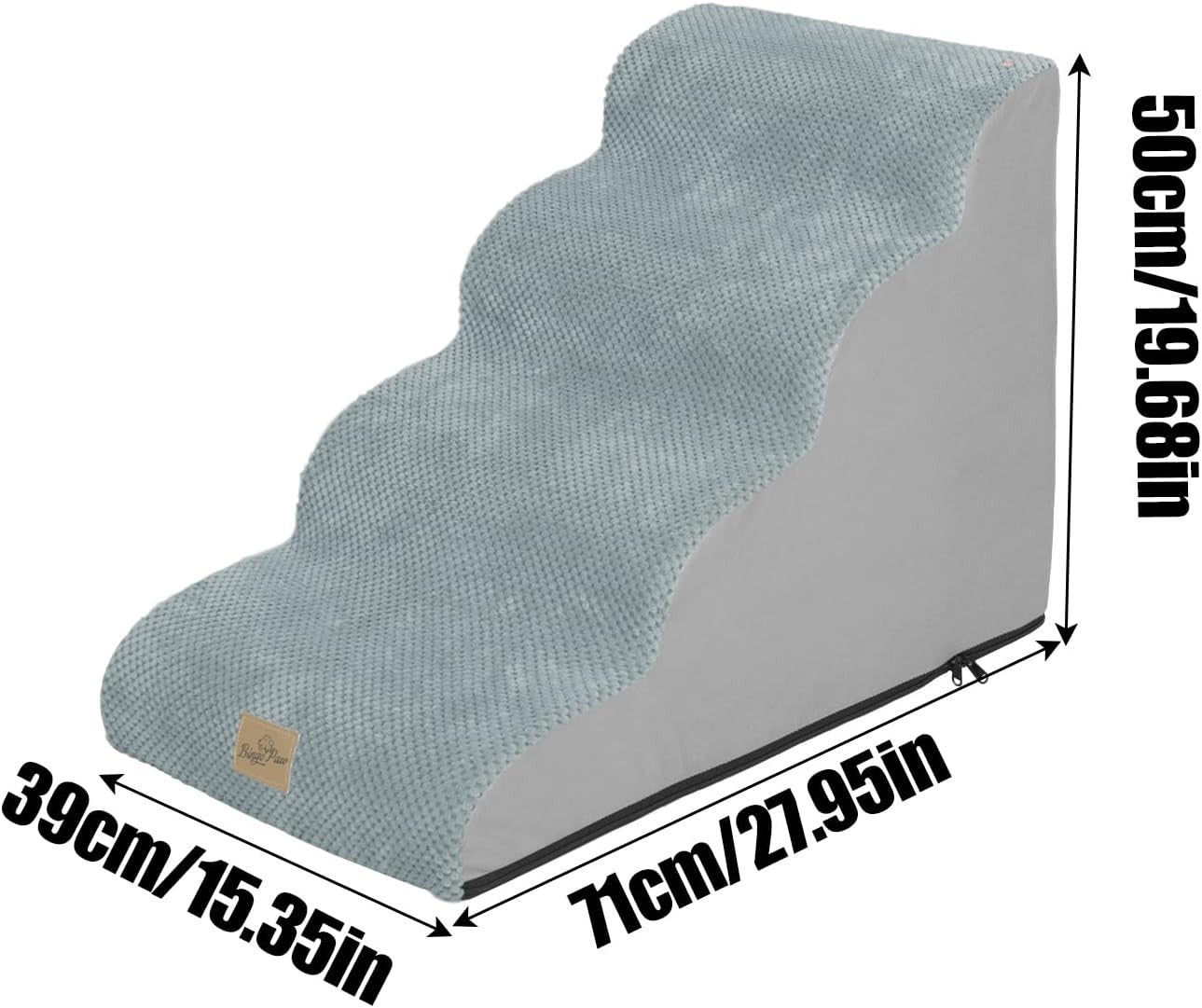 Grey 4 Step Dog Ramp Stairs High Density Foam Washable