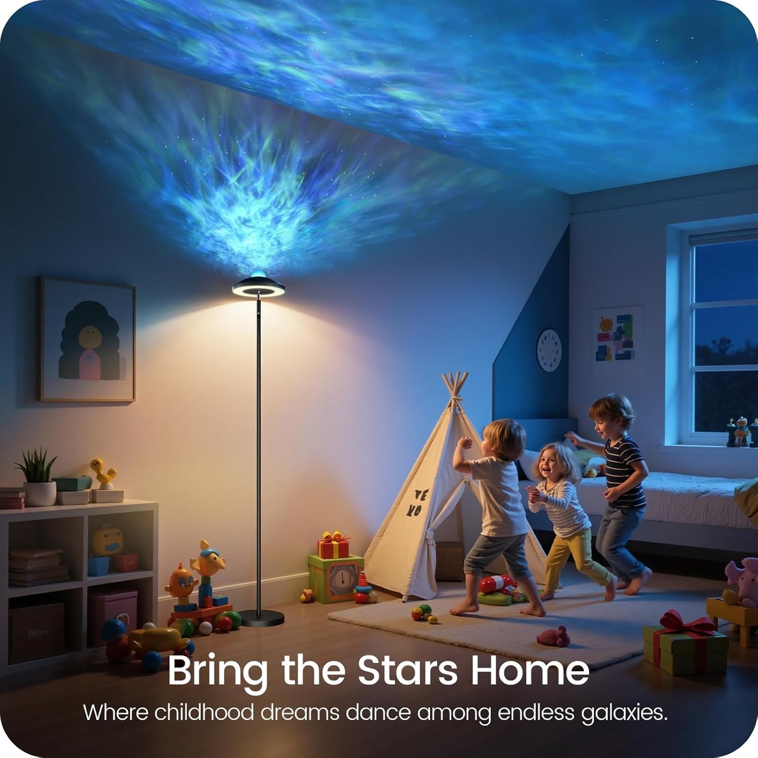 RGB Galaxy Projector Floor Lamp Remote Dimmable Corner LED Standing Light