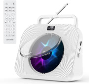Bluetooth CD Player FM Radio USB TF AUX Sleep Timer Remote White