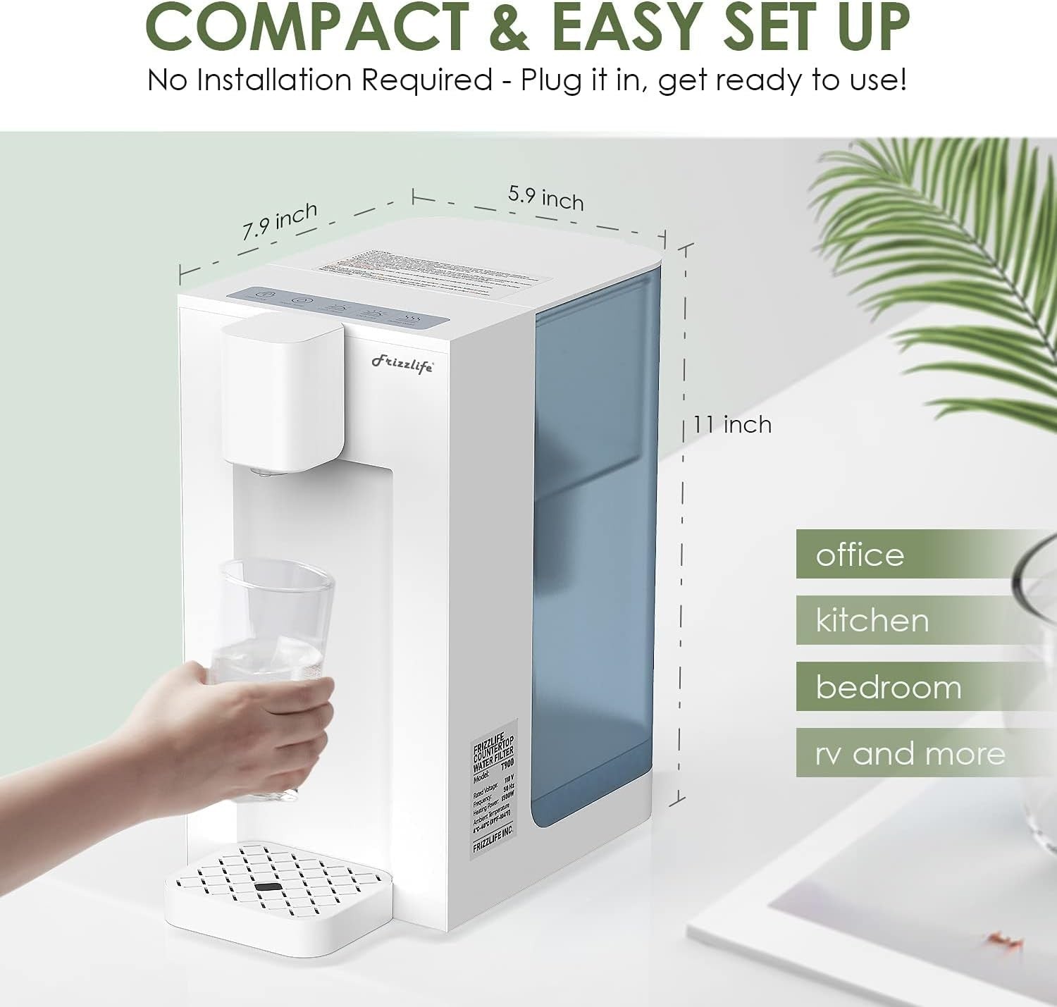 Instant Hot Water Filter Dispenser 3.5L Countertop PFAS Lead Removal