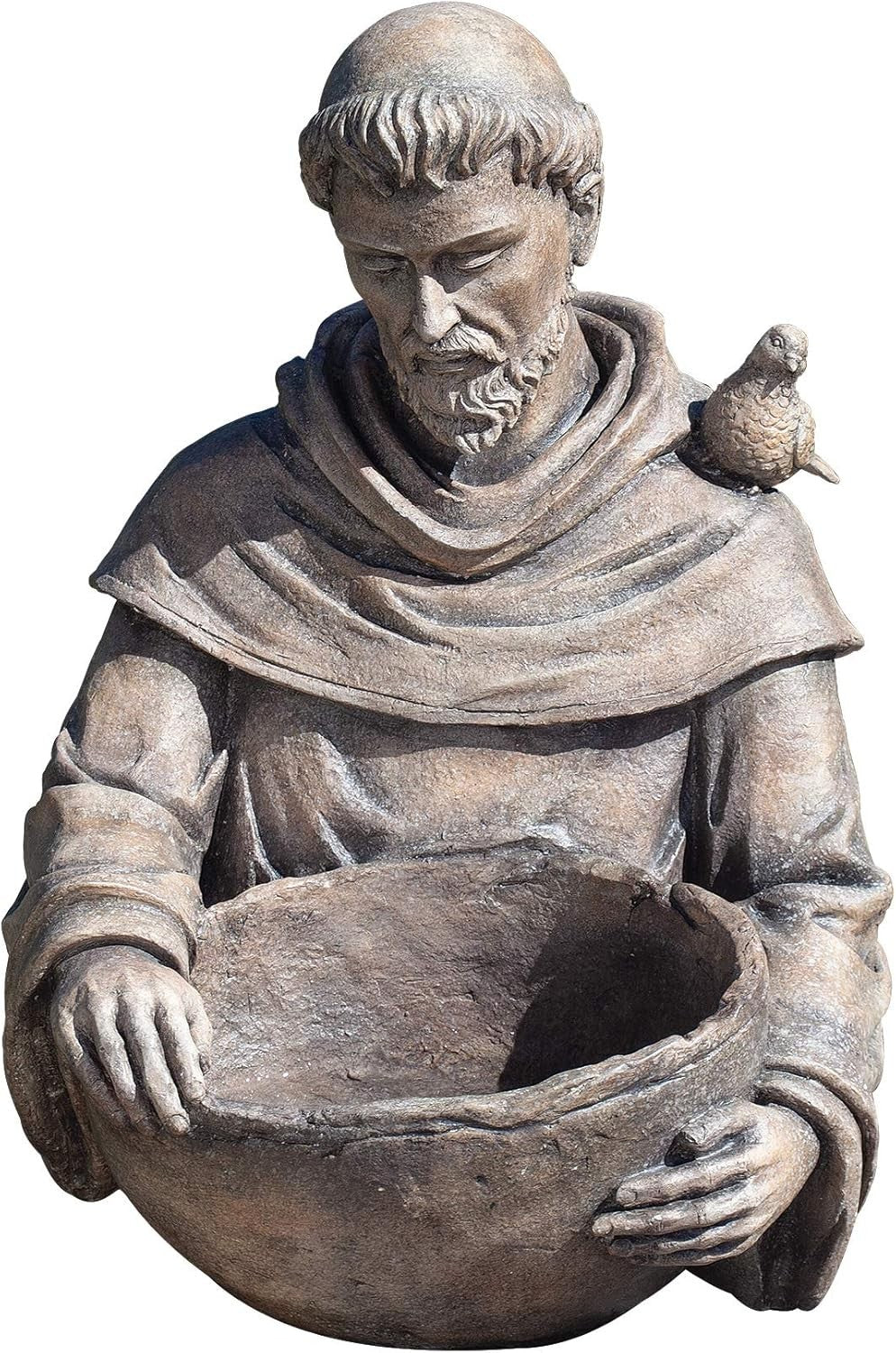 St Francis Garden Bird Bath Statue Resin Stone Outdoor Ornament 19"