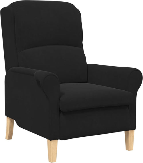 Black Fabric Armchair Ergonomic Lounge Chair Soft Seat Wooden Legs