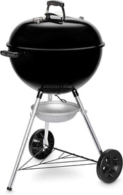 57cm Charcoal BBQ Grill with Chimney Starter, Lid Thermometer & Wheels