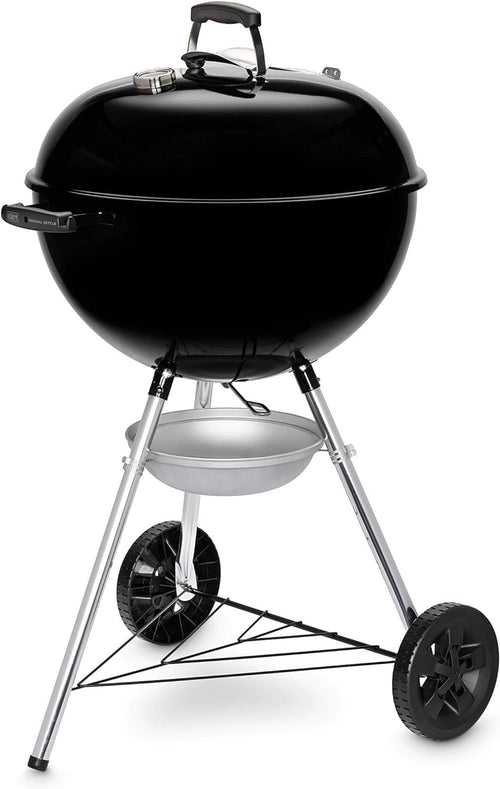 57cm Charcoal BBQ Grill with Chimney Starter, Lid Thermometer & Wheels