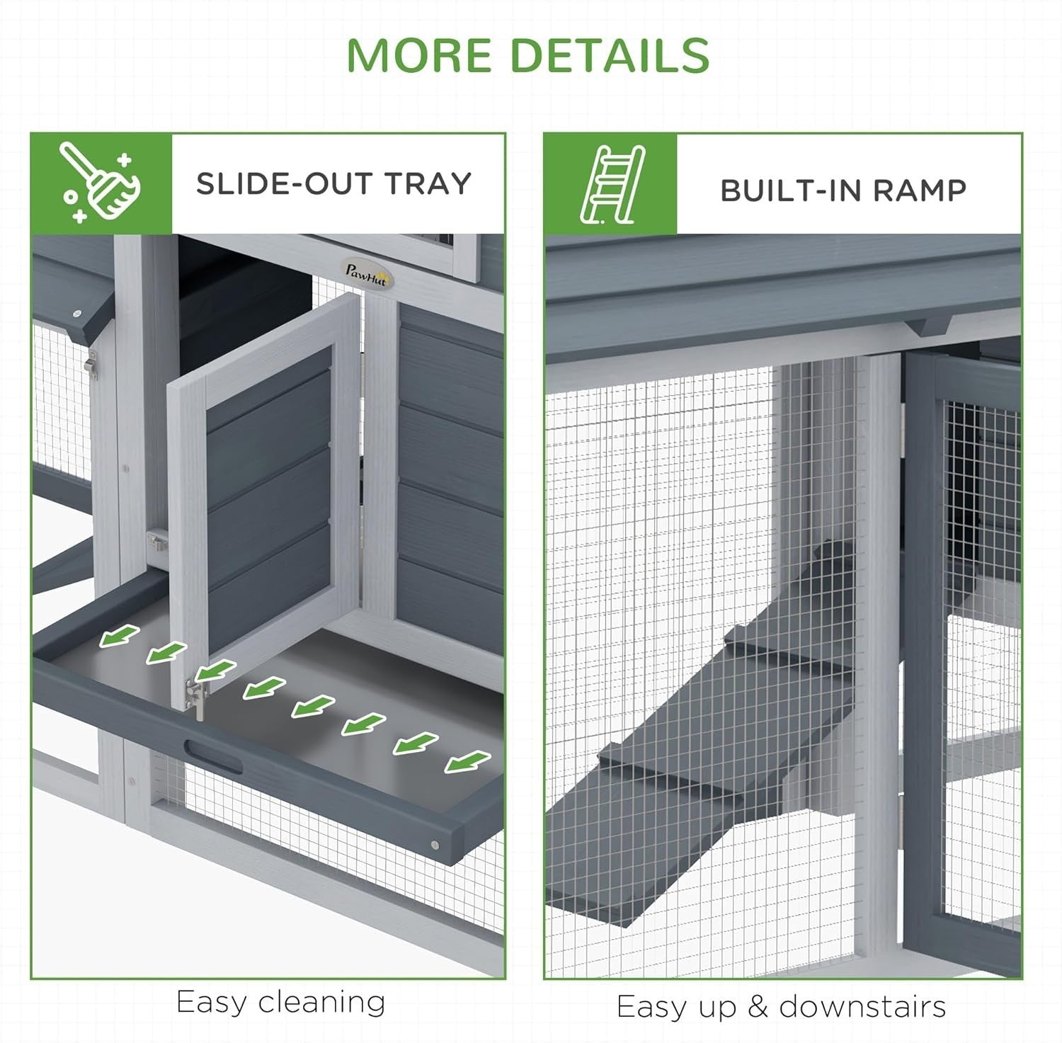 Wooden Chicken Coop with Run Nesting Box Outdoor Hen House Grey