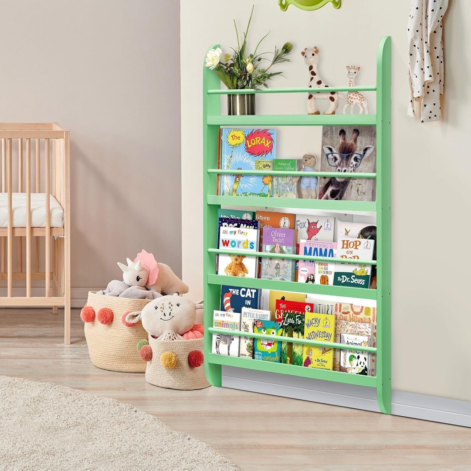 Modern 4-Tier Kids Bookshelf Wooden Storage Rack Trapezium 117x60x4.5cm
