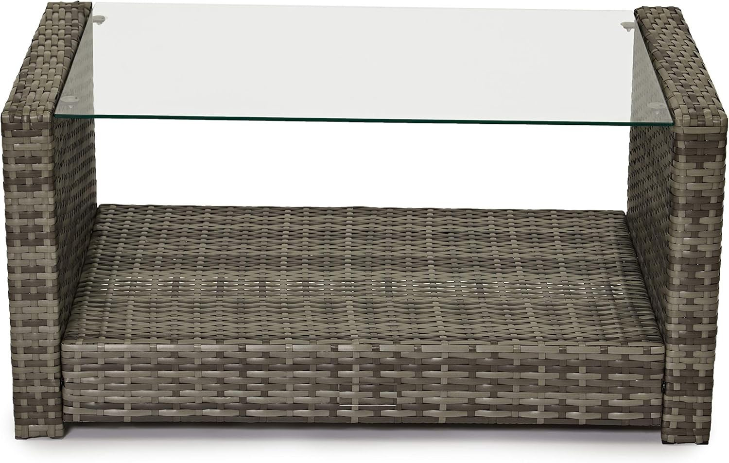 4 Seater Rattan Garden Sofa Set Grey Patio Chairs Glass Coffee Table