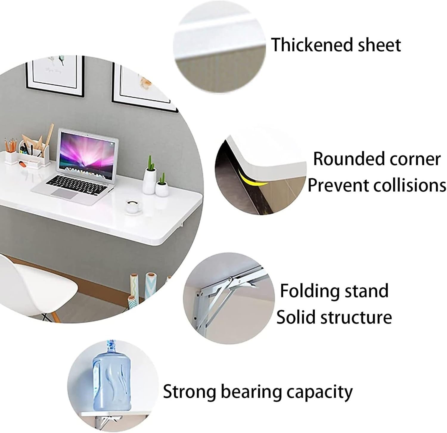 Wall-Mounted Folding Desk 50x50cm Space-Saving Drop-Leaf Table for Home Office