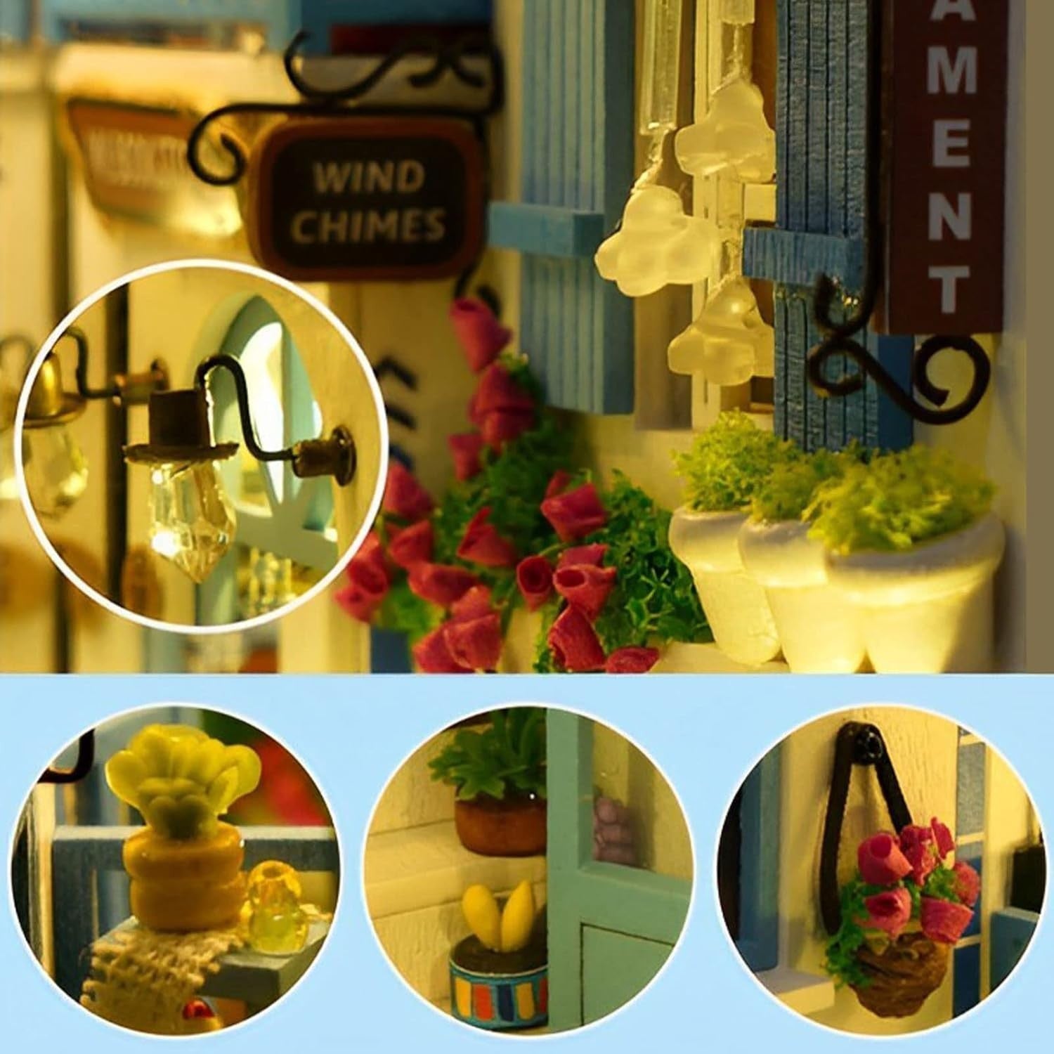 DIY Wooden Book Nook Kit with Warm Light – Miniature Bookshelf Insert