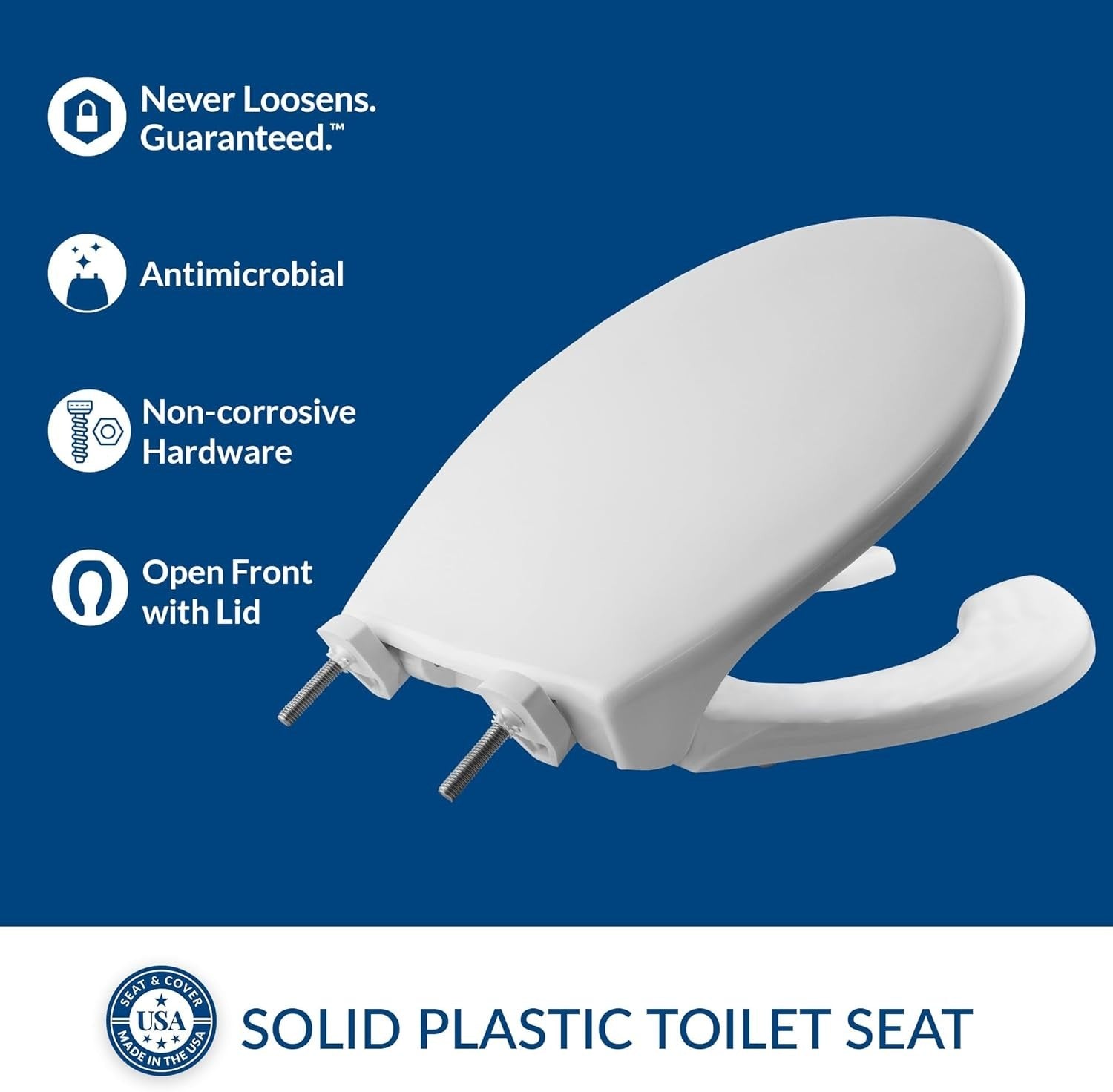 Commercial Round Toilet Seat White STA-TITE Stainless Steel Heavy Duty