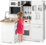 Kids Corner Wooden Play Kitchen White 11-in-1 Toy Cooking Set