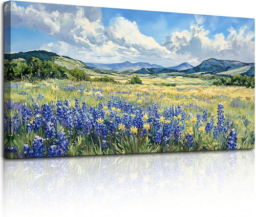 Large Wildflower Field Canvas Wall Art Landscape Print Modern Home Decor 100x50c