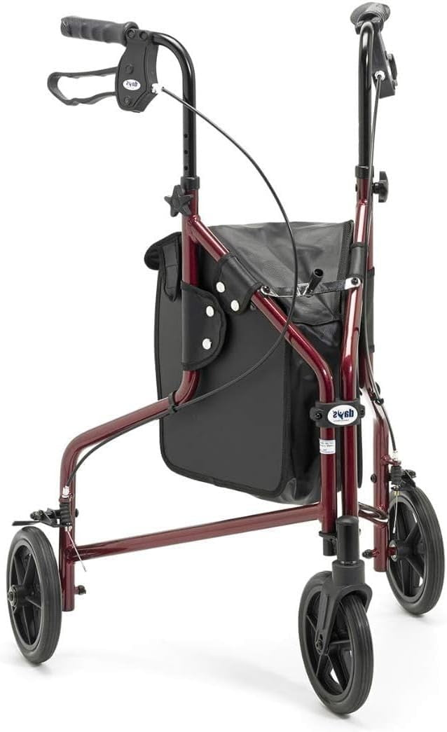 Lightweight Tri Rollator Walker Adjustable Height Brakes Carry Bag