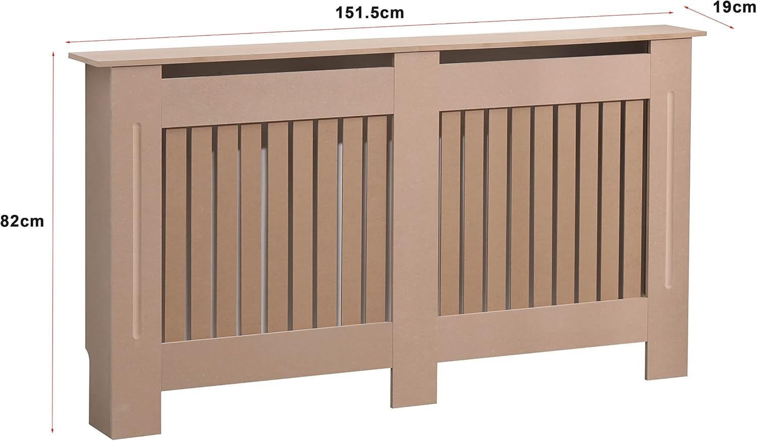 Large Radiator Cover Unfinished MDF | Customisable Vertical Slat Modern Cabinet