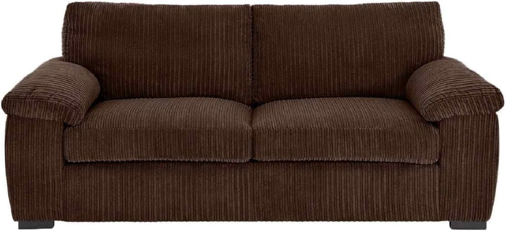 3 Seater Jumbo Cord Sofa Brown – Deep Cushions, Soft Fabric, No Assembly