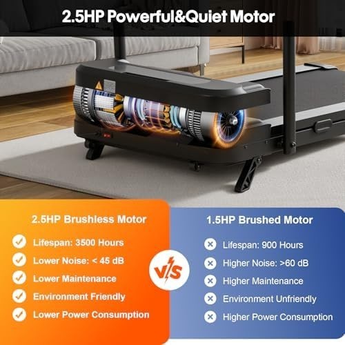 Folding Incline Treadmill with RGB Lighting Quiet 4-in-1 Walking Pad Home Gym