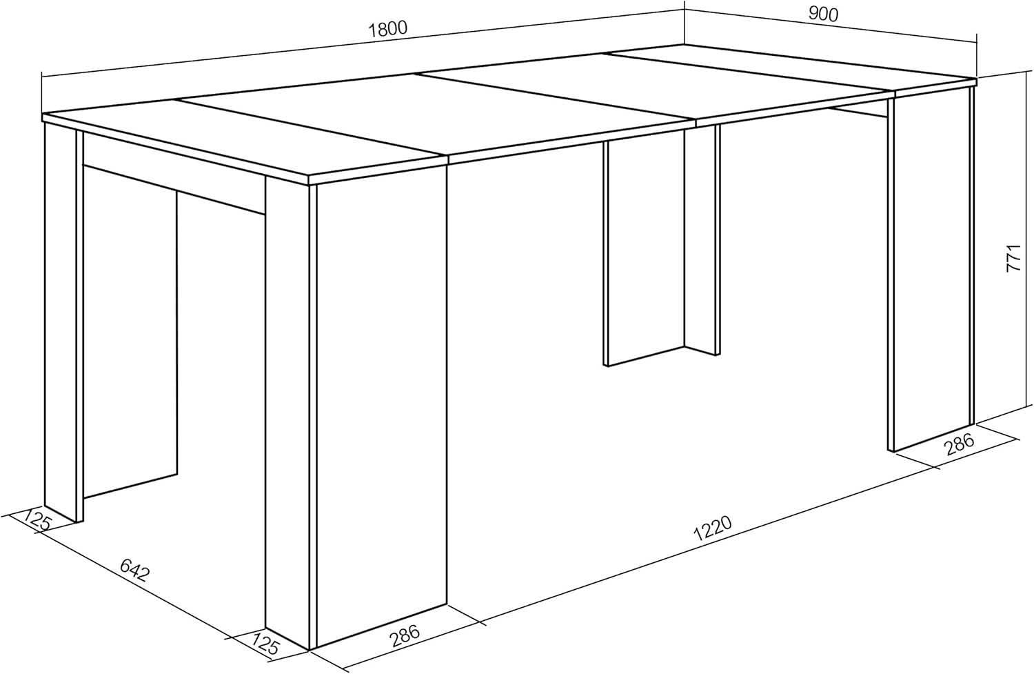 Extendable Folding Dining Table Console for 8 in Modern Concrete Finish