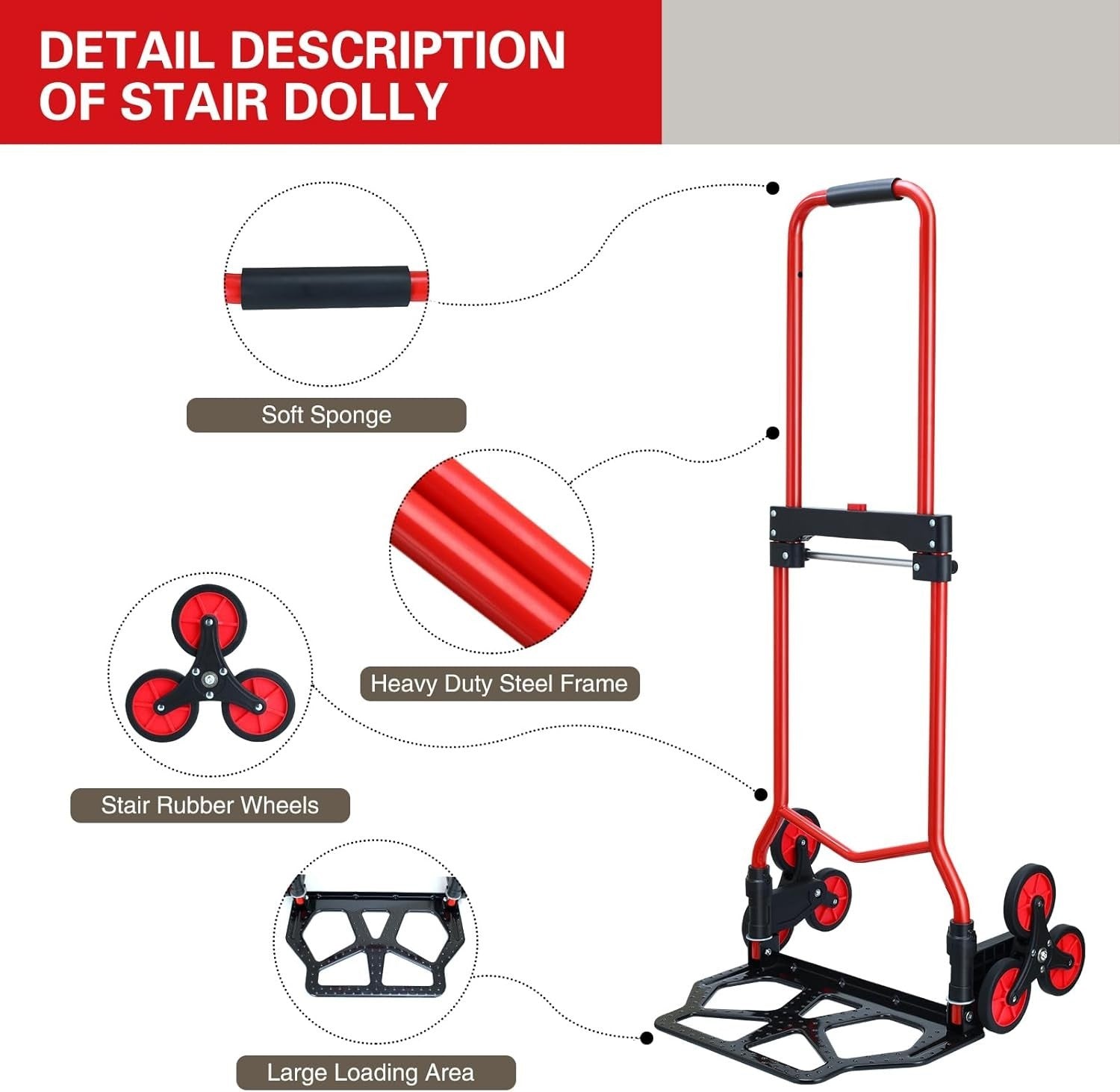 Stair Climbing Hand Truck 200lb Folding Dolly Cart 6 Wheel Trolley