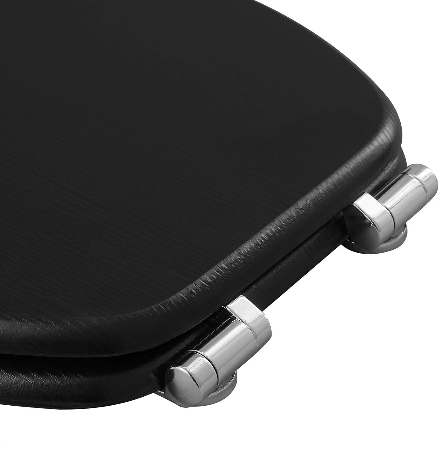 Wooden Toilet Seat Soft Close Black MDF Heavy Duty Standard WC 43.8x37.8cm