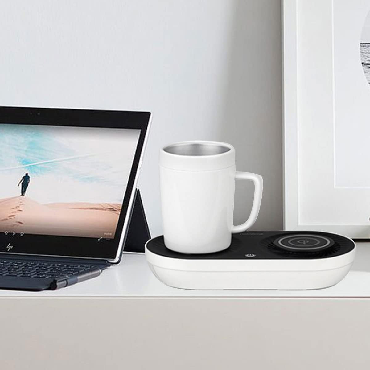 Smart Coffee Mug Warmer Cooler 2in1 Temp Control Wireless Charger