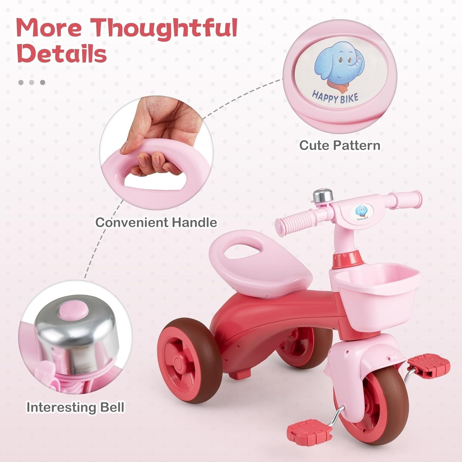 Toddler Tricycle 3 Wheel Kids Trike Basket Storage Balance Bike Age 3-5