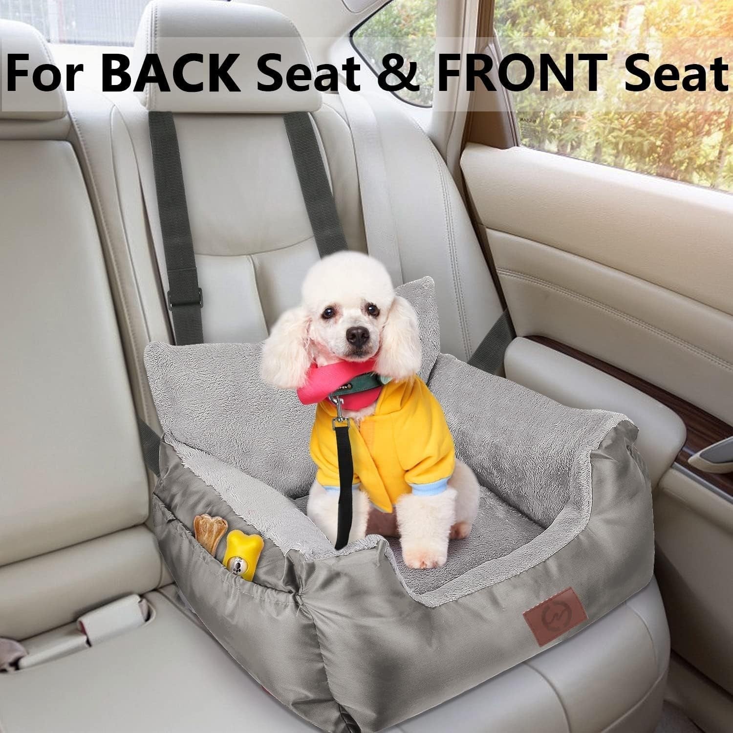 Pet Booster Car Seat Waterproof Plush Dog Travel Bed Safety Leash