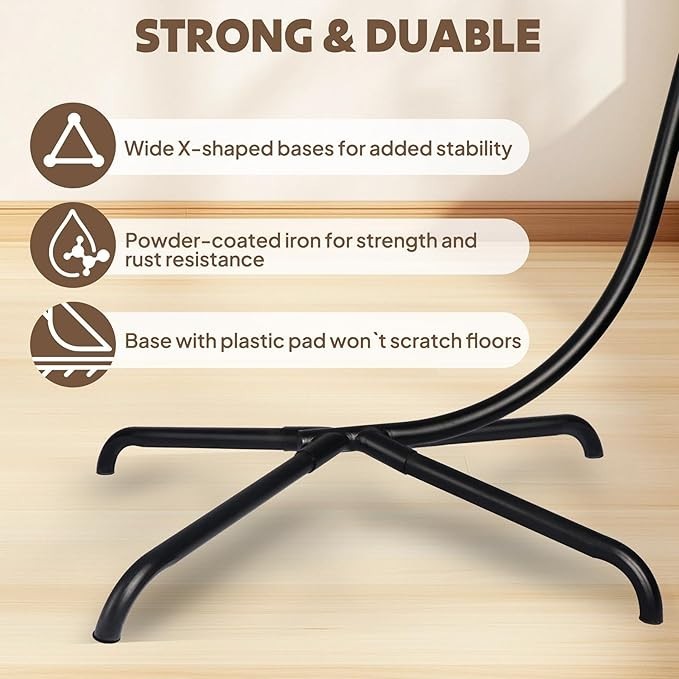 Foldable Hanging Egg Chair with Stand – 330lbs Capacity, Indoor Outdoor Use