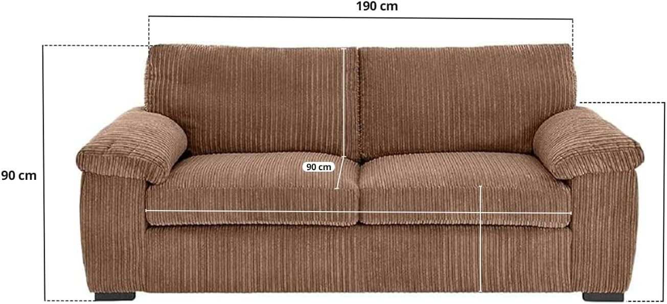 3 Seater Jumbo Cord Sofa Beige – Soft Cushions, Deep Seats, Relax Ready