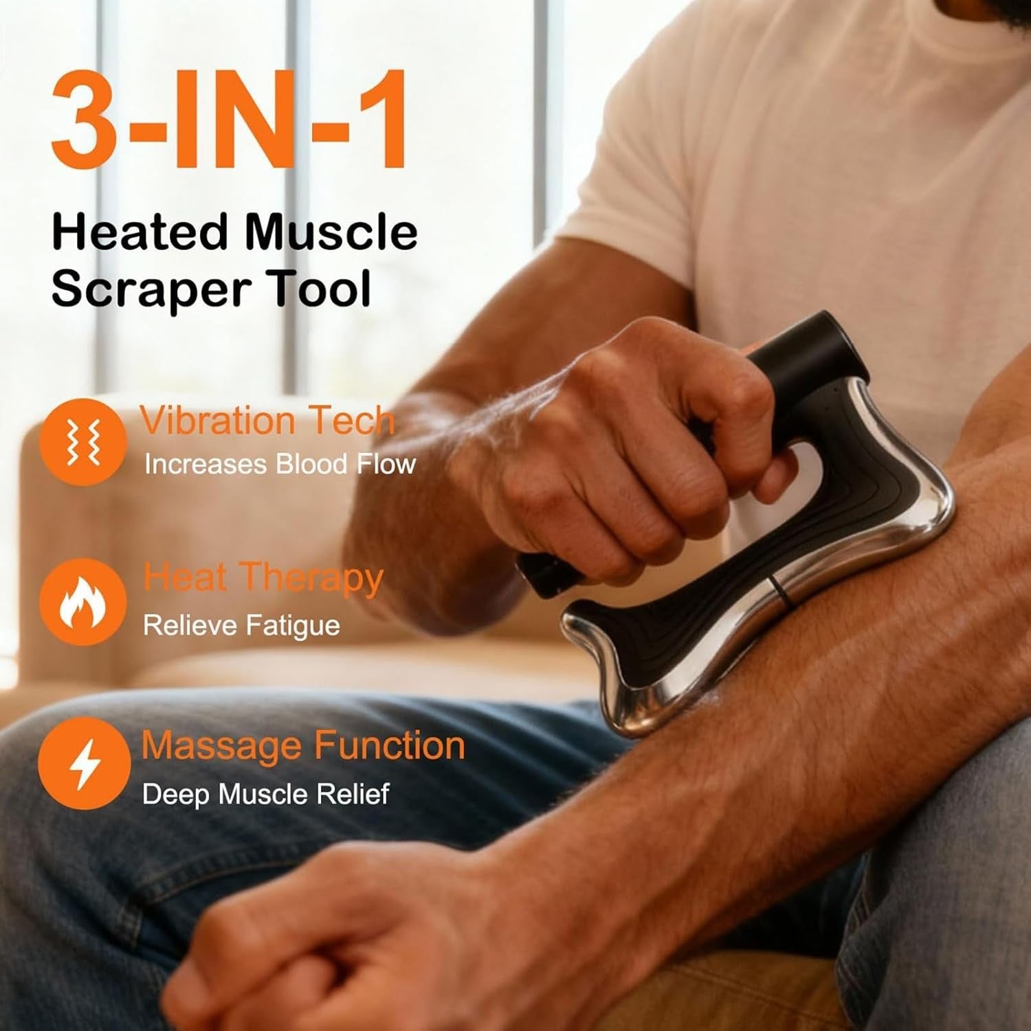 Heated Deep Tissue Massage Gun Neck Back Muscle Relief EMS Vibration Tool