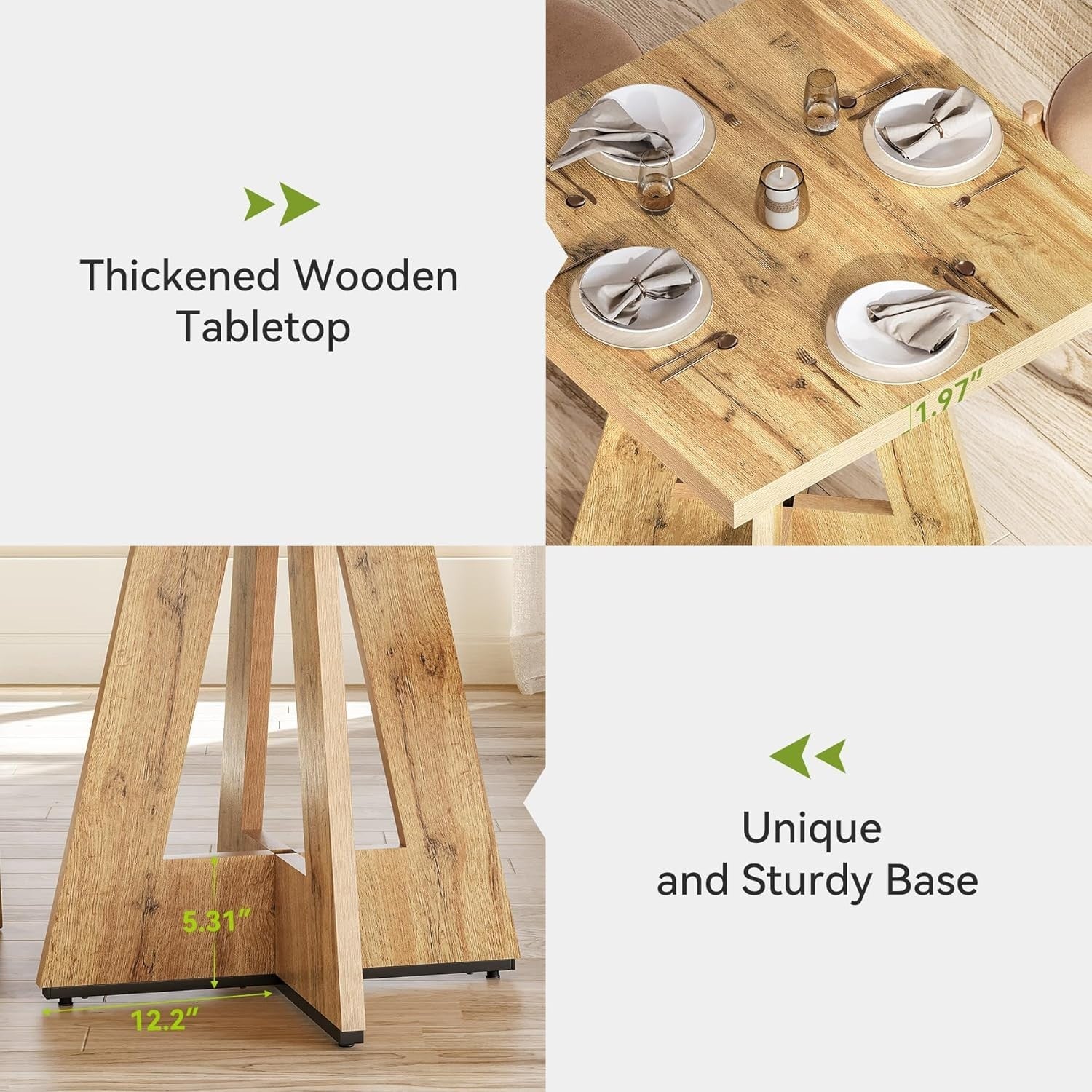 Rustic Farmhouse Square Dining Table 2-4 Seater Pedestal Wood Kitchen