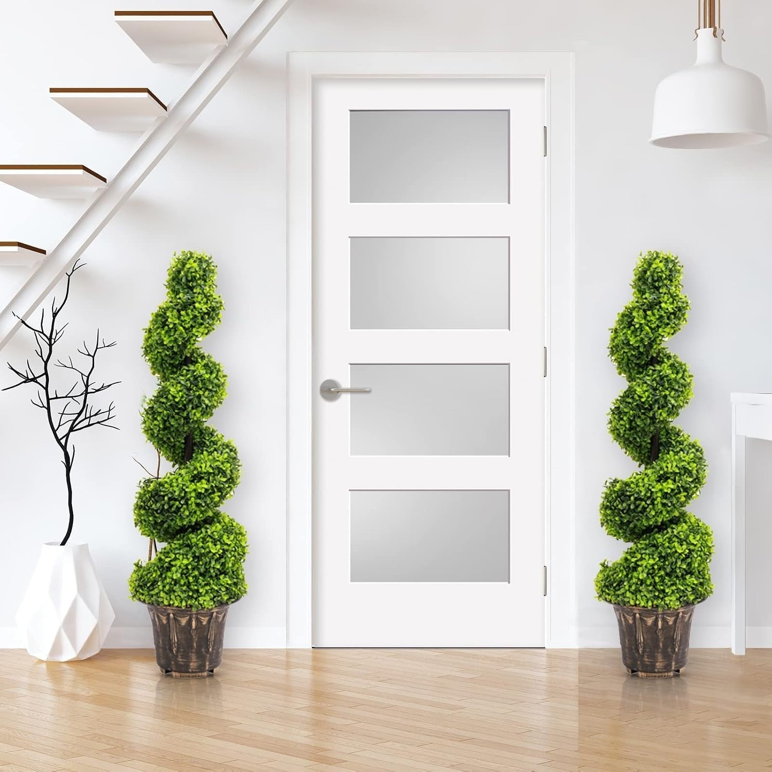 Set of 2 Artificial 120cm Topiary Spiral Boxwood Trees UV Resistant Garden Decor