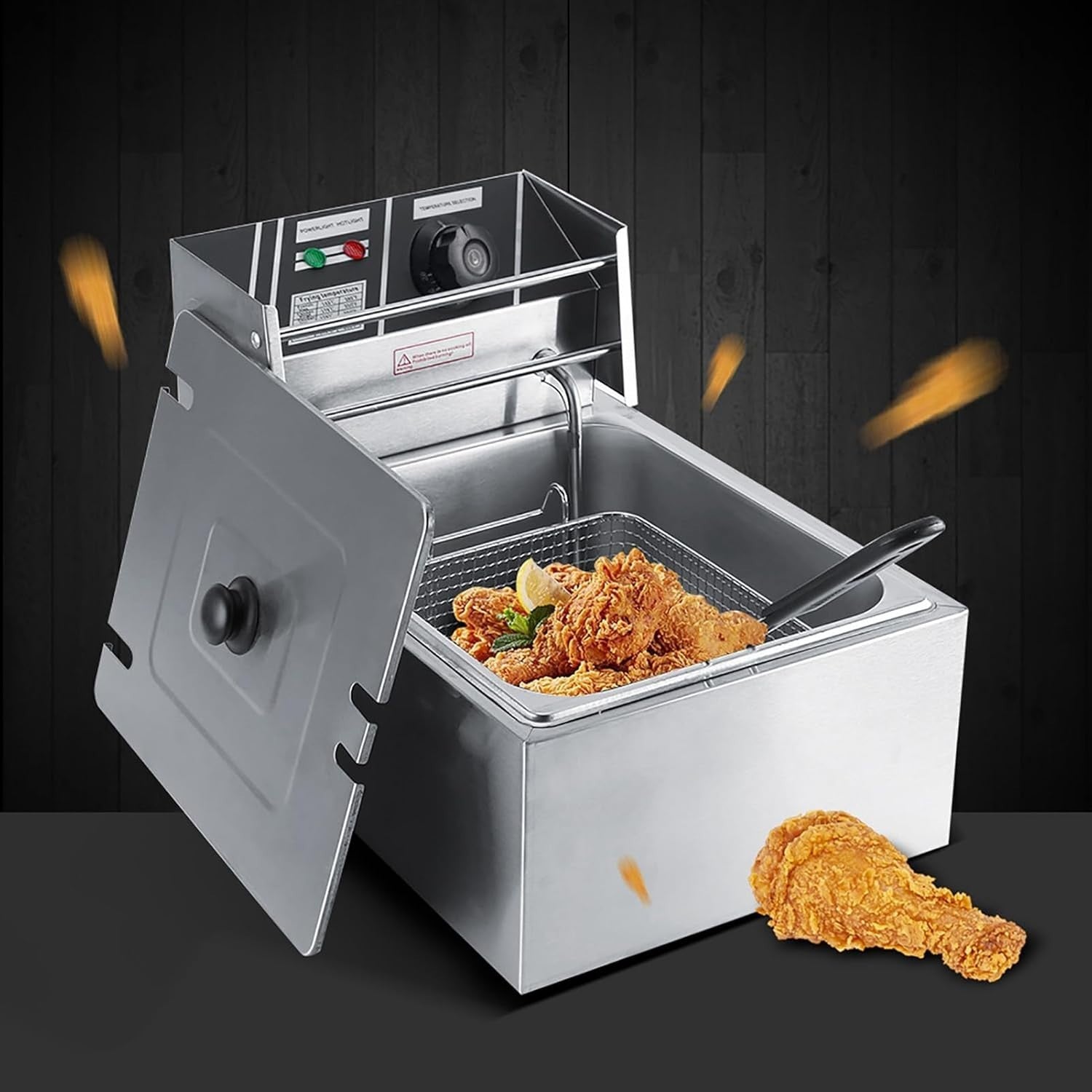 Electric Deep Fat Fryer 6L 2200W Stainless Steel Commercial Countertop