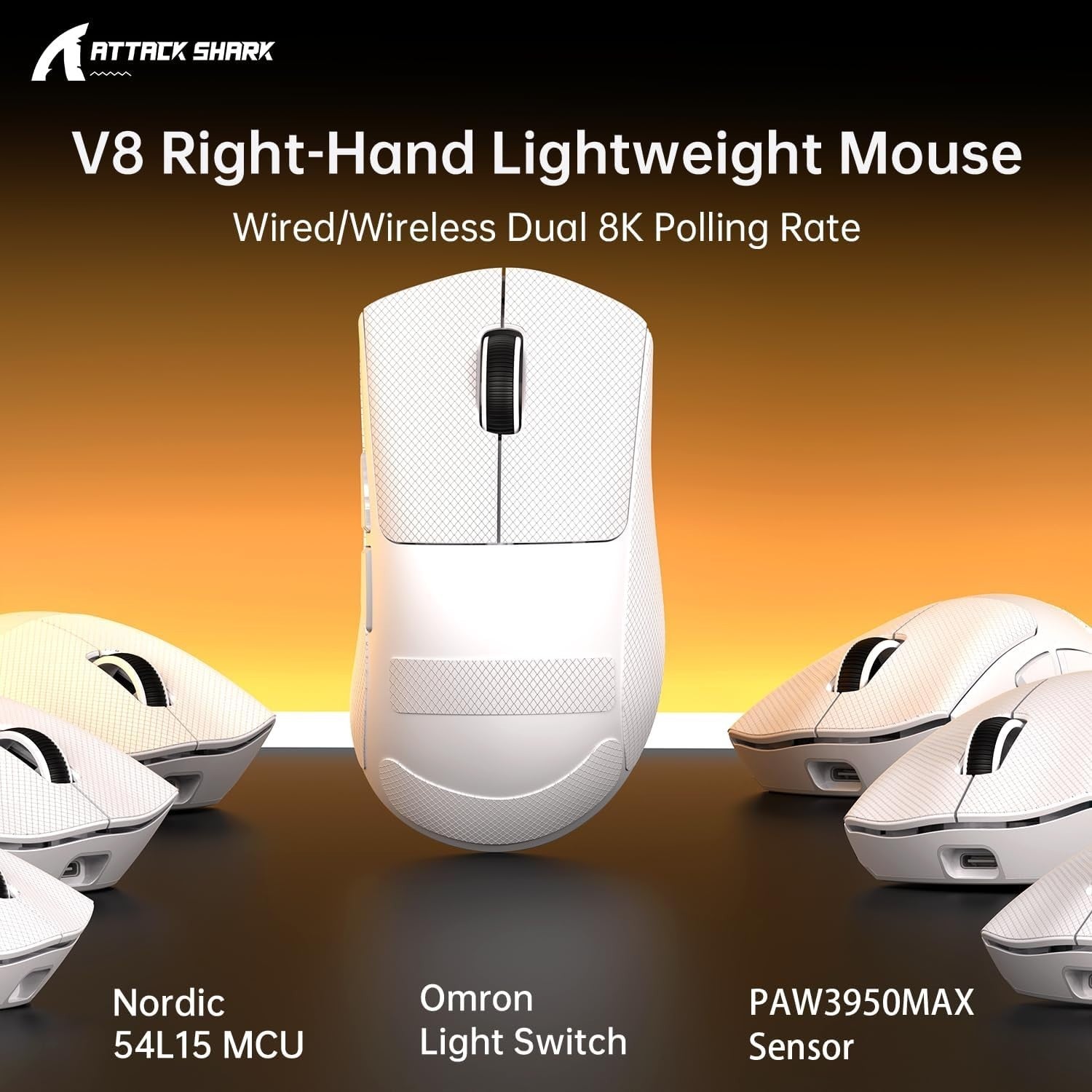 8K Wireless Gaming Mouse 59g Ultra-Light Tri-Mode Pro