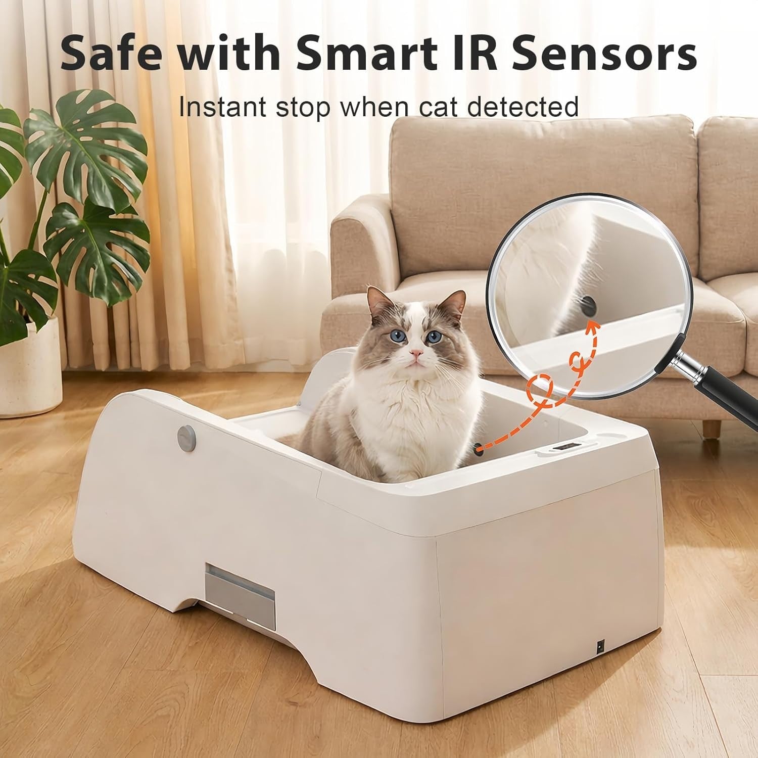 Self Cleaning Cat Litter Box WiFi App Control Open Top Auto Tray