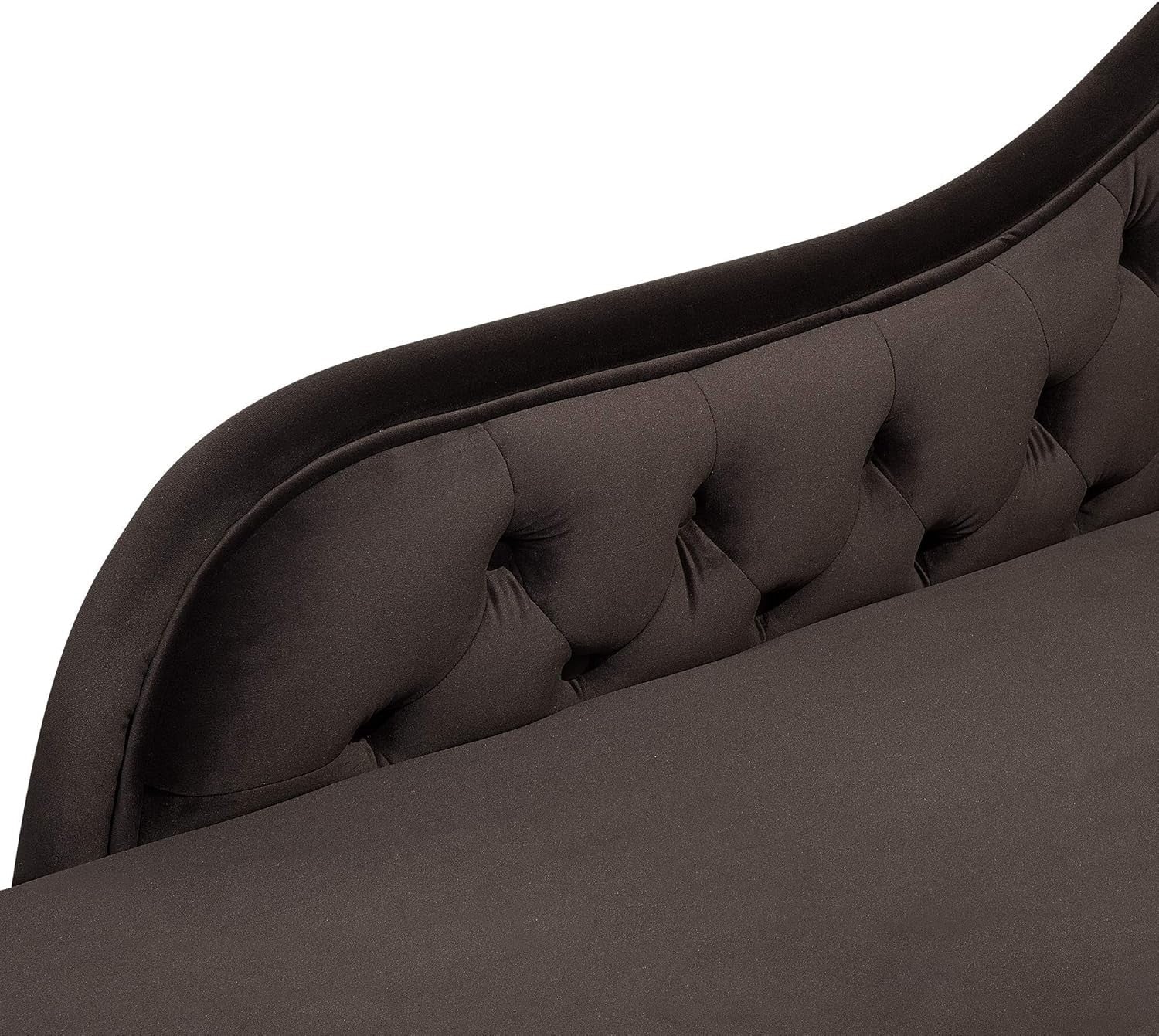 Brown Right Hand Chesterfield Chaise Lounge Velvet Fabric Classic Design