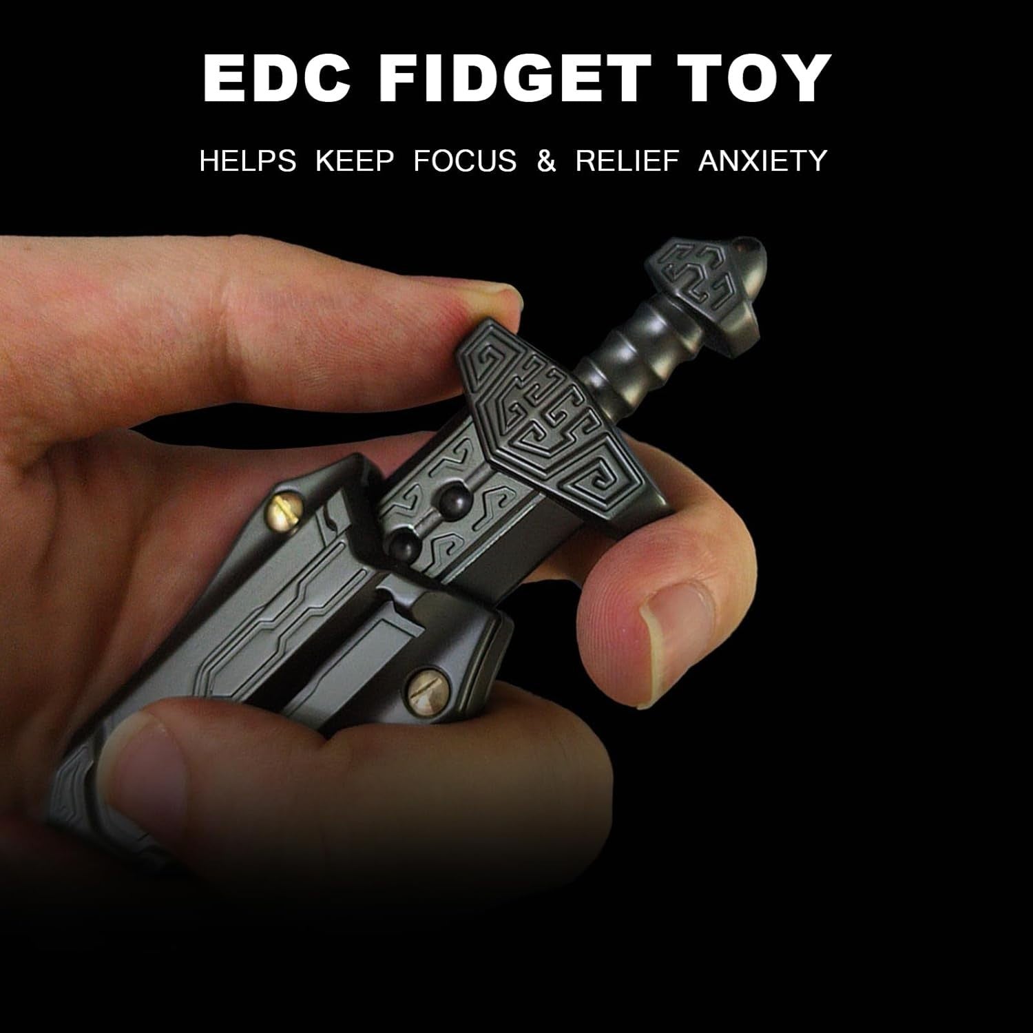 Metal Sword Fidget Slider Clicker EDC Stress Relief Pocket Toy