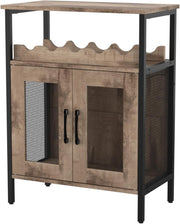 Grey Wash Wine Bar Cabinet with Glass Holder & Bottle Rack Freestanding