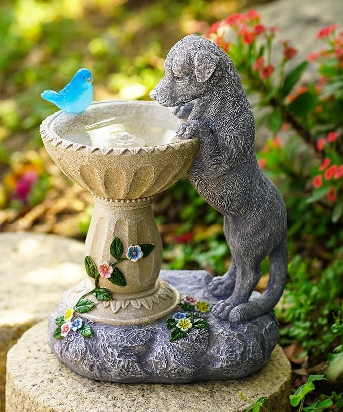Dachshund Dog Bird Bath Garden Statue – Outdoor Ornament Sculpture Gift