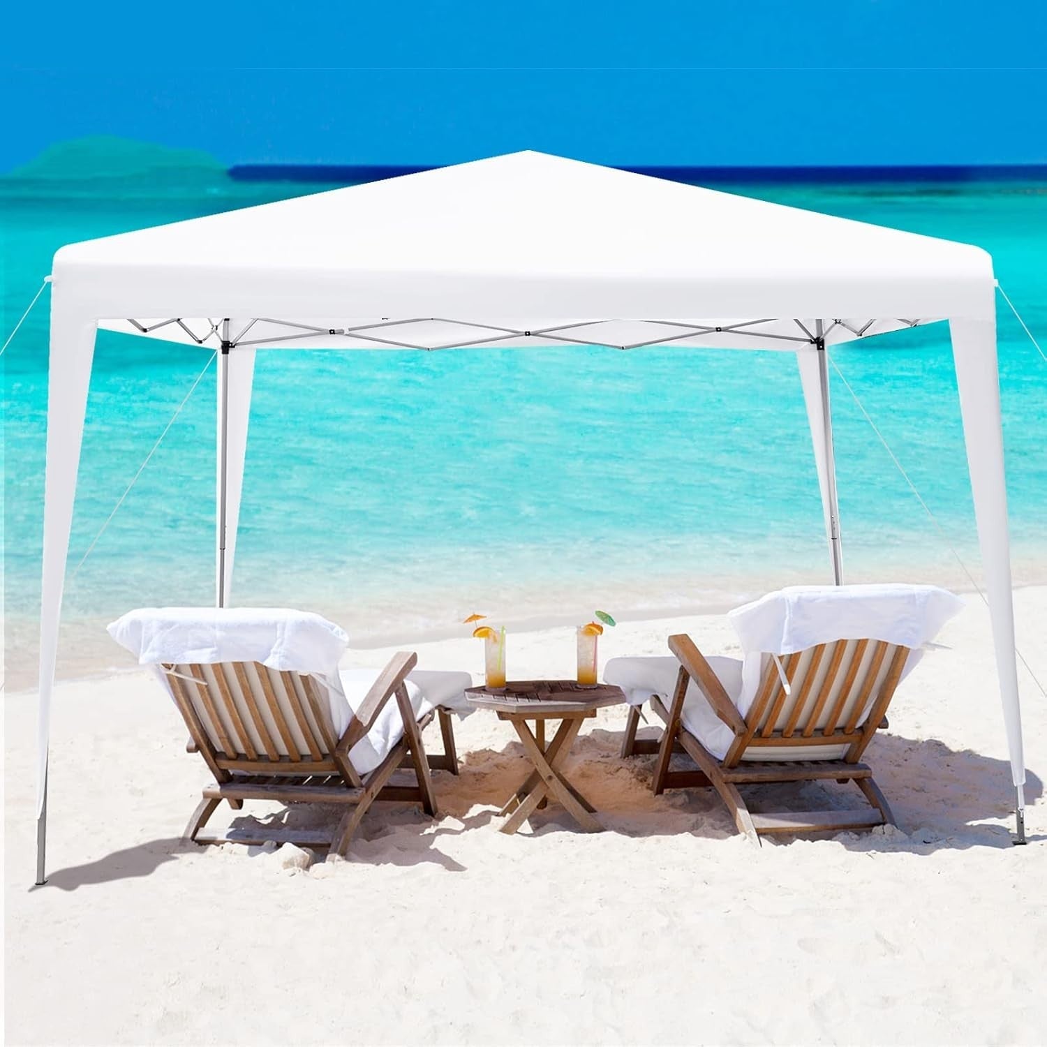 3x3m Pop Up Gazebo Adjustable Waterproof Outdoor Canopy w/ Roller Bag White