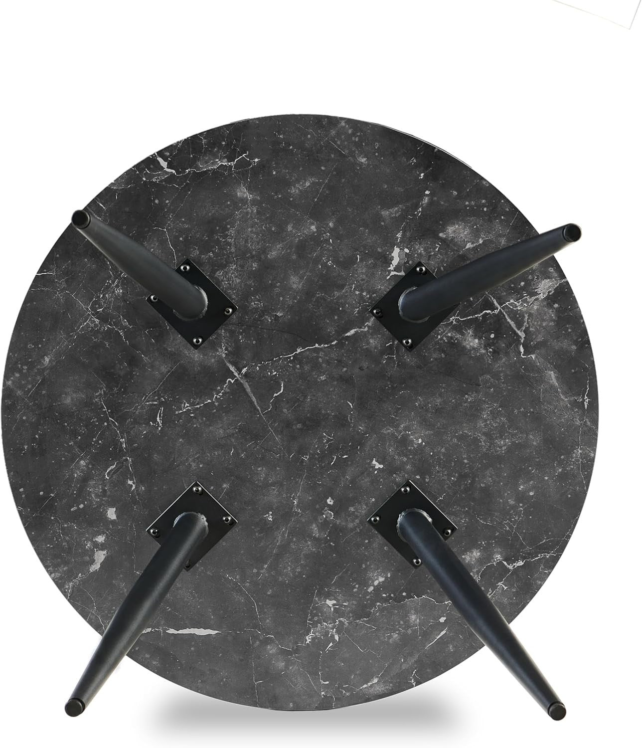 Modern Round Dining Table Set 2 Faux Suede Chairs Kitchen & Restaurant